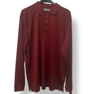 Pro Tour Cool Play Long Sleeve Golf Polo Shirt Burgundy Navy Stripe Size XXL